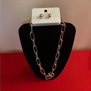 Elegant Silver Chain Necklace and Earring Set